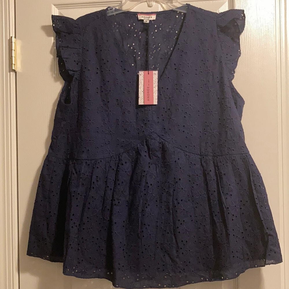 Andree Women’s Short Sleeve Floral Patterned Dress Top (size 1X) NWT